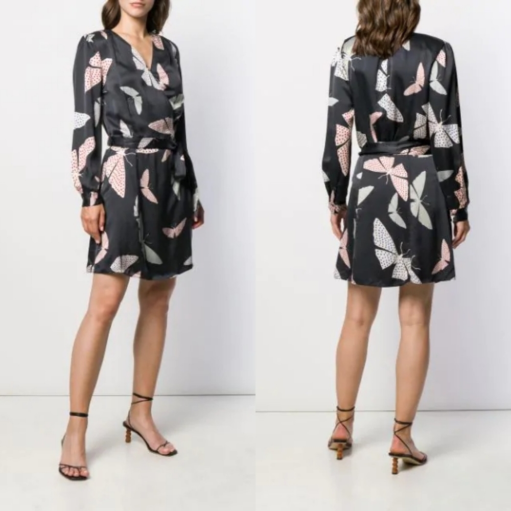forte_forte Silk Butterfly Print Wrap Dress / Robe - Picture 4 of 6